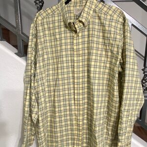 XL LL Bean Blue and Yellow. Plaid Button Down